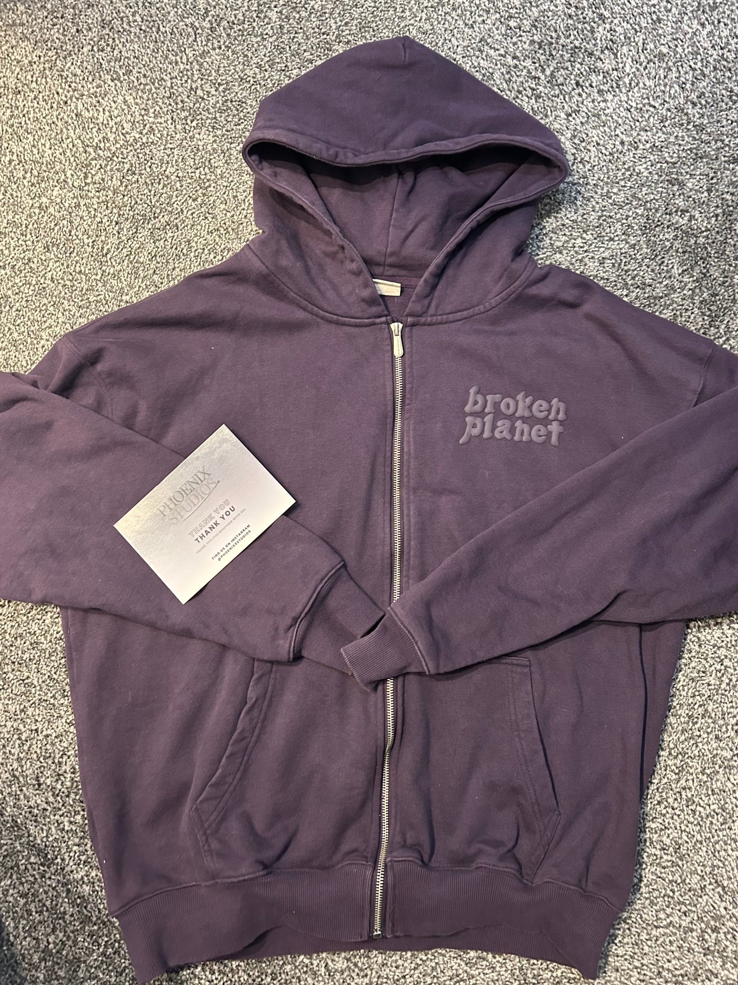 Broken planet 'basics' zip up hoodie nightshade