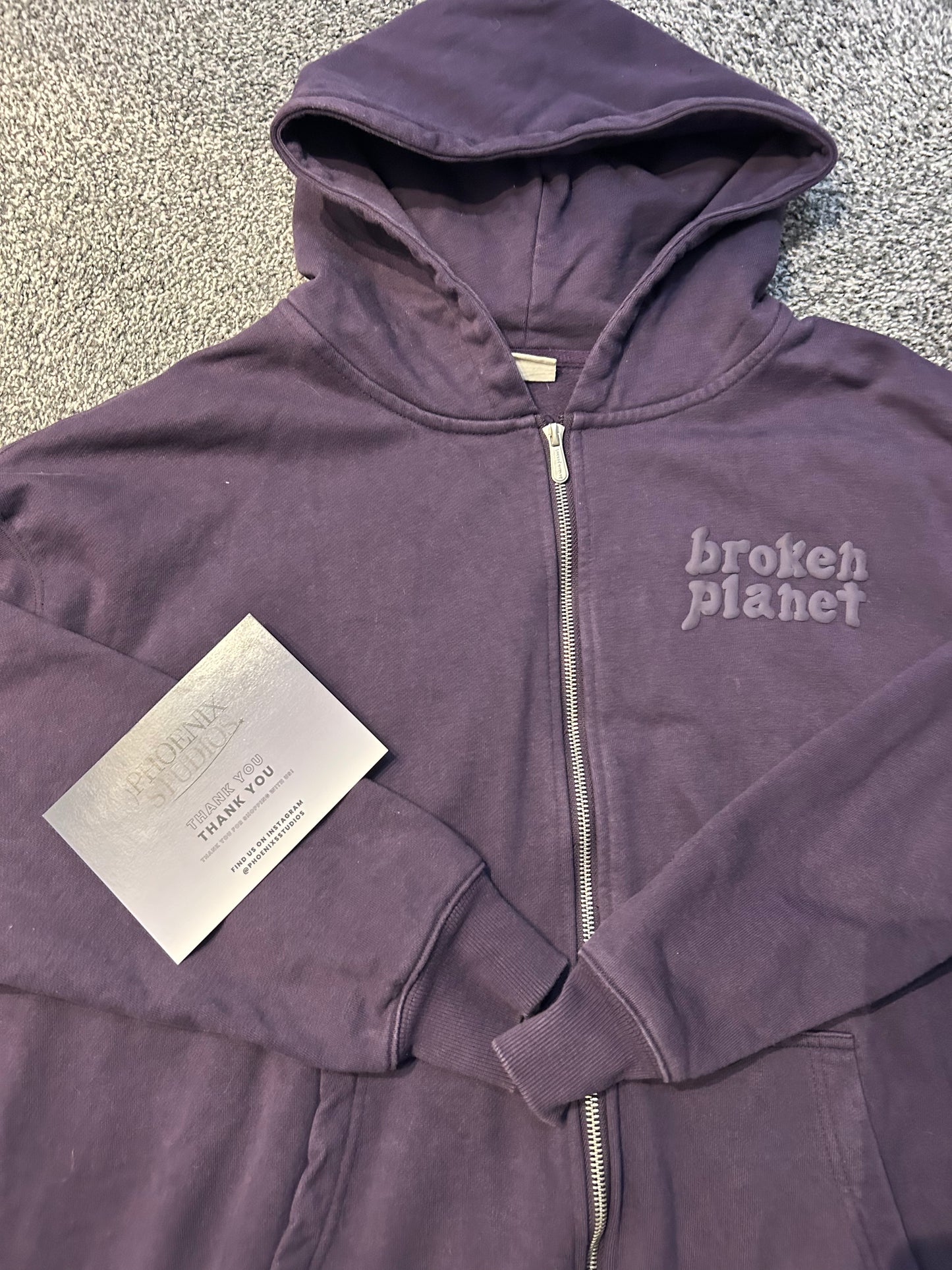 Broken planet 'basics' zip up hoodie nightshade