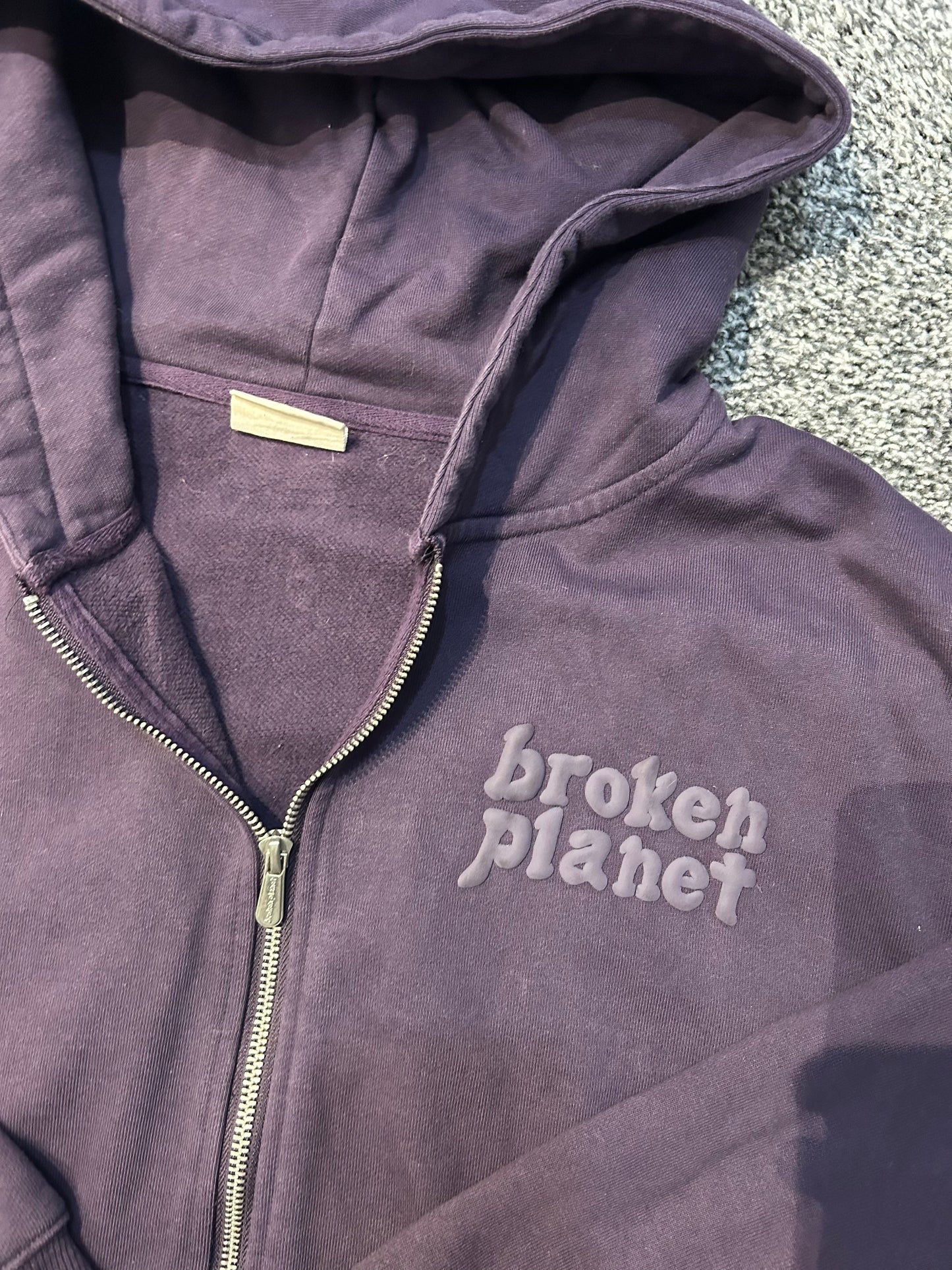 Broken planet 'basics' zip up hoodie nightshade