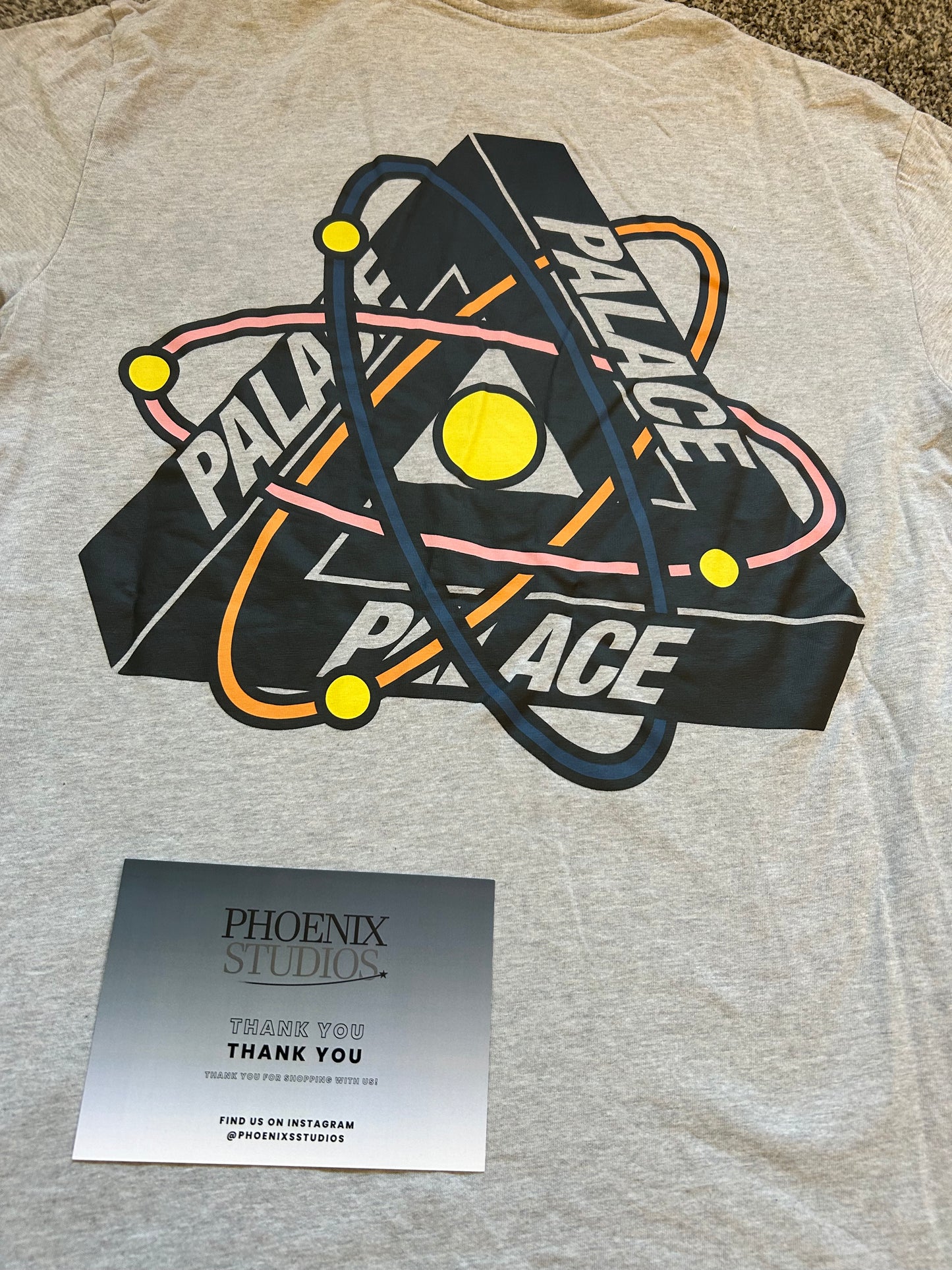 Palace 'tri atoms' t shirt grey