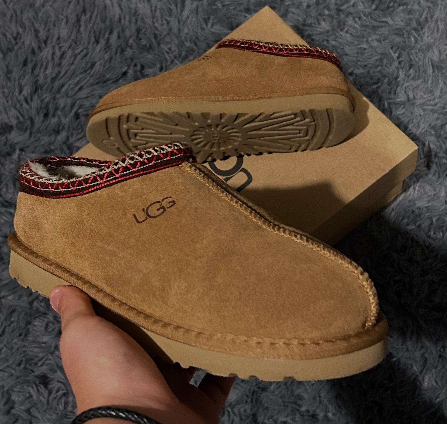 UGG Tasman 'chestnut' fluffy slippers