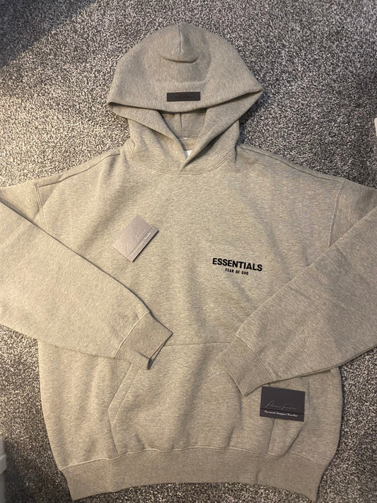 Fear of god 'dark oatmeal' essentials hoodie