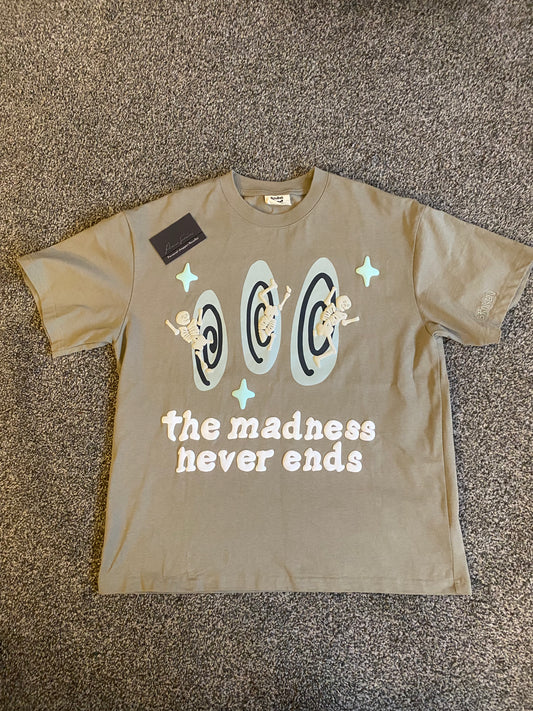 Broken Planet 'the madness never ends' t shirt beige