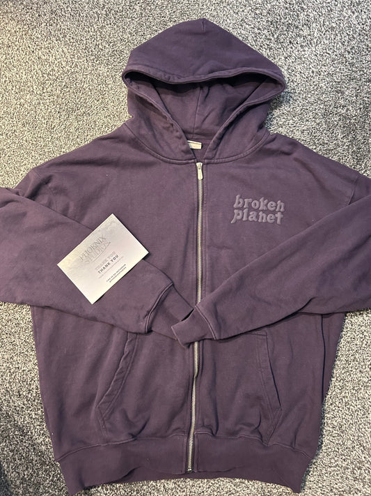 Broken planet 'basics' zip up hoodie nightshade